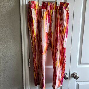 Abstract Vertical, Red and Yellow Print, Capris, size 14/16, by Ashley Stewart